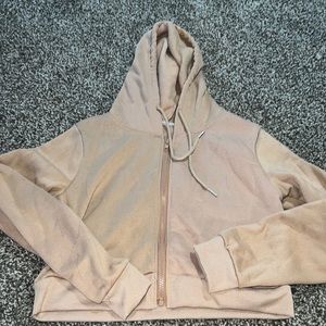 Shein cropped cream zip up